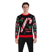 Holiday Hype Men's Festive Ugly Christmas Holiday Party Pull Over Sweater, Size Matters, Medium
