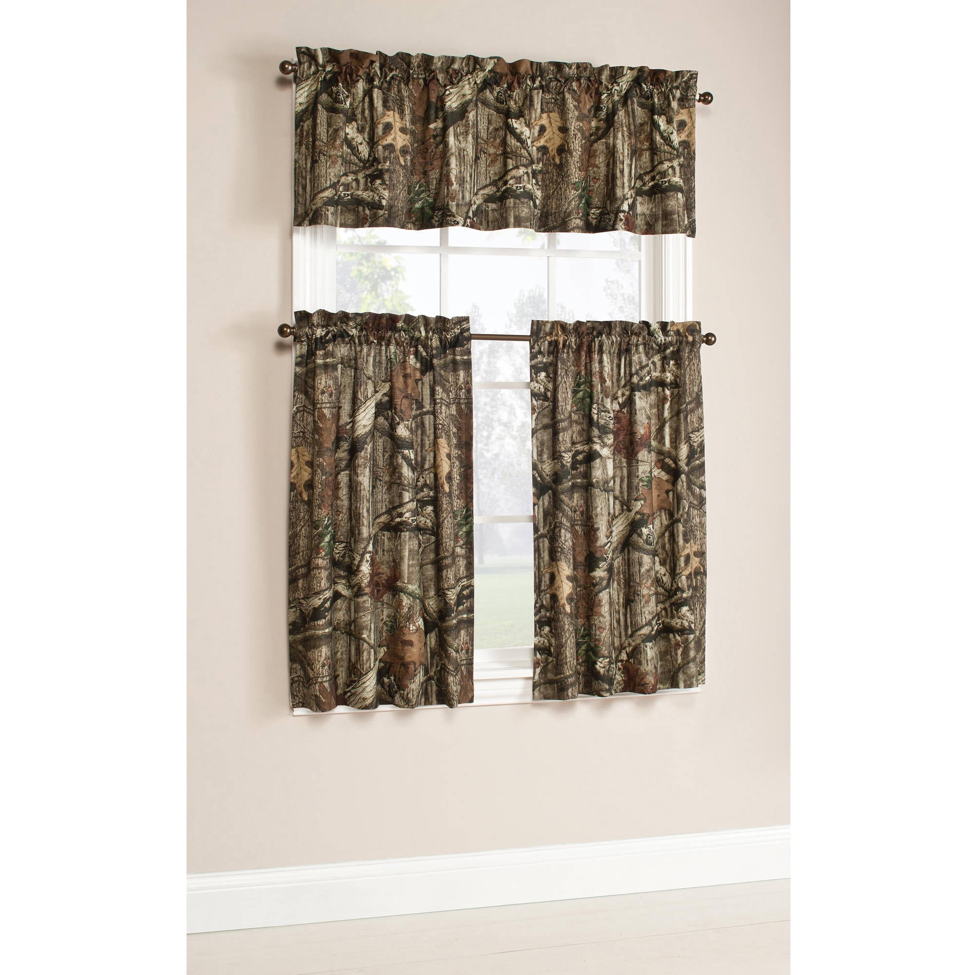 Mossy Oak Camouflage Curtain Tier Pair 75 Polyester 25 Cotton