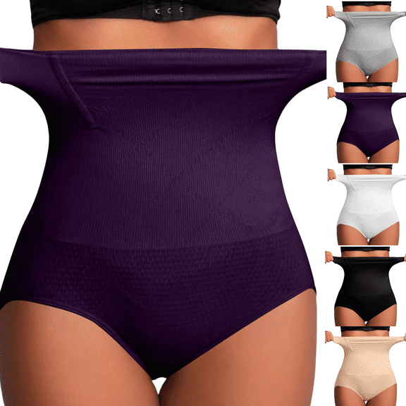 Tummy Control Shapewear Panties For Women Seamless High Waist Shaping Body Shaper Girdle Underwear,Purple XL