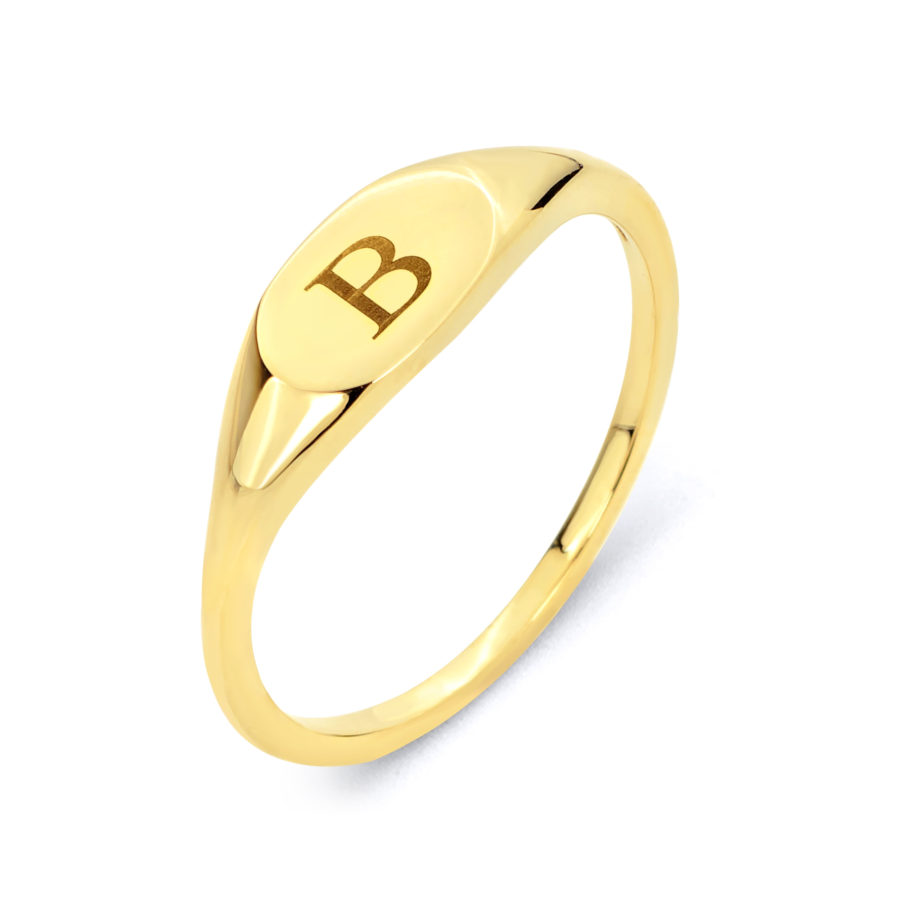 10K Real Yellow Gold Initial Ring for Baby Kids Boys Children 