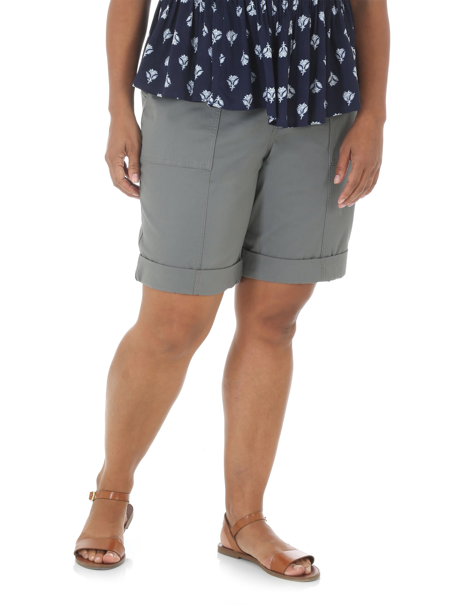 Lee Riders - Women's Plus Utility Knit Waist Bermuda Short - Walmart ...