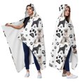 thumbnail image 2 of Wearable Blanket,Schnauzer Dog and Footprints Hooded Wearable Flannel Blanket for Adults & Teens,Winter Poncho Shawl Wrap Cape Cozy Anti-Pill,50"x60", 2 of 5