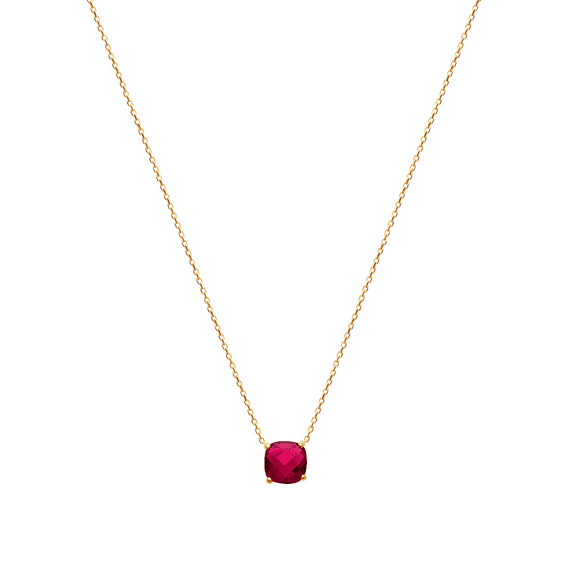 Mystigrey Alizee Georgia 18K Gold Plated Necklace for Women with Red Accent