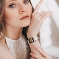 thumbnail image 6 of Bling Plating Bands Women Compatible with Apple Watch 42/44/45/49mm, Diamond Metal Strap, Dressy Rhinestone Sparkle Replacement for iWatch Bands Series Ultra/SE/9/8/7/6/5/4/3/2/1, Rosegold+White, 6 of 6
