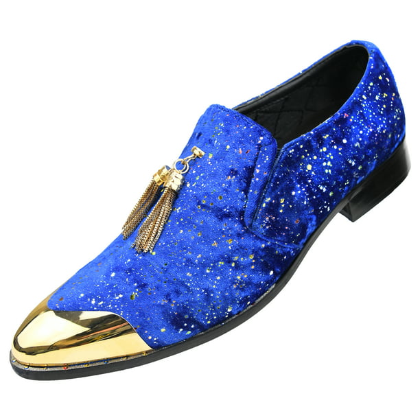 Amali Mens Casual Designer Smoking Slip on Slipper Velvet Loafer Shoes  Royal Size  
