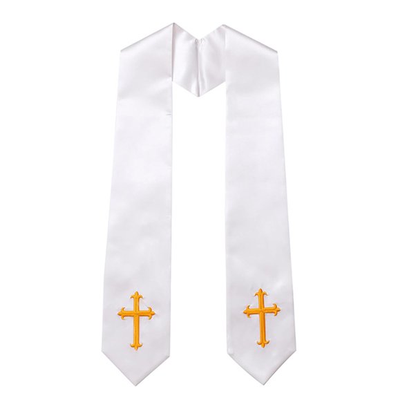 COOLHOOD Reversible Embroidery Clergy Stole with Crossed Design Tassels for Priests Pastors Services Ceremonies