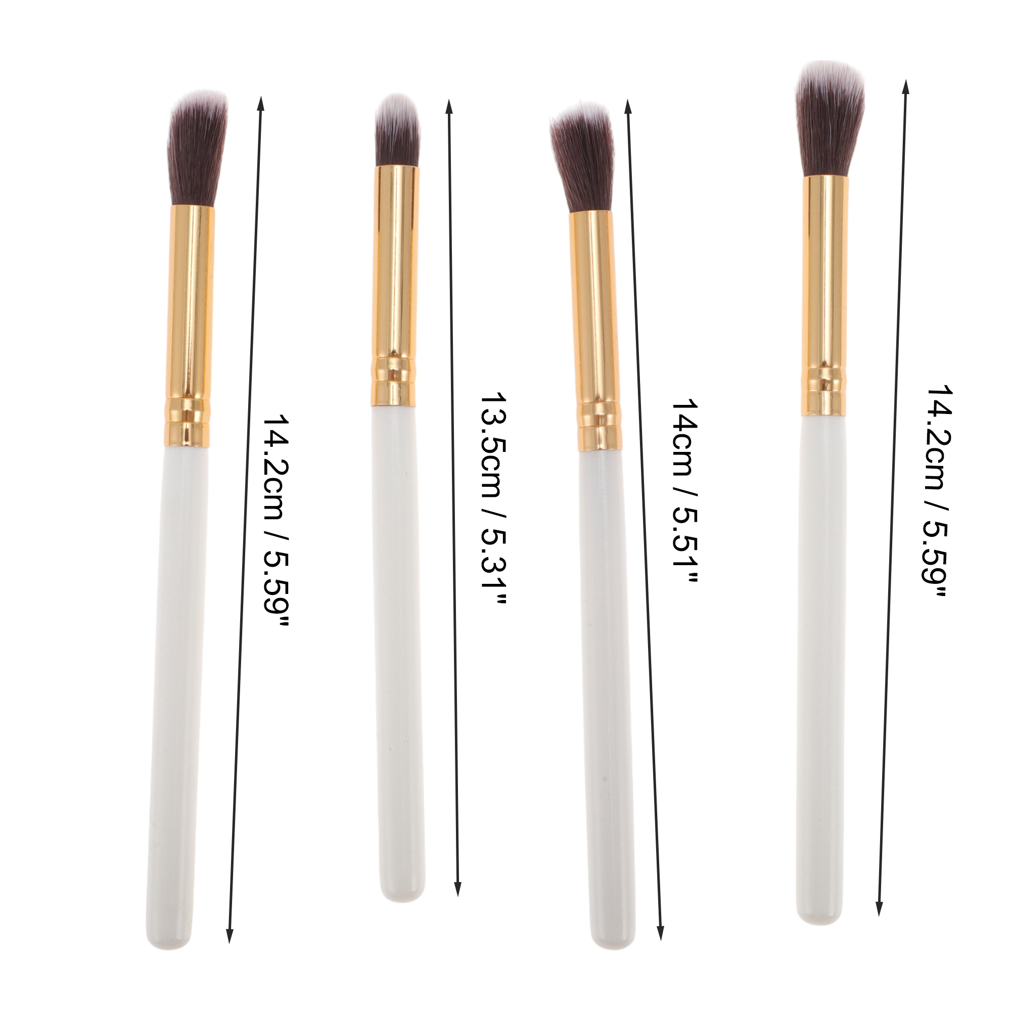 Unique Bargains 4 Pcs Lightweight Eye Brushes Set for Travel White, Gold Tone