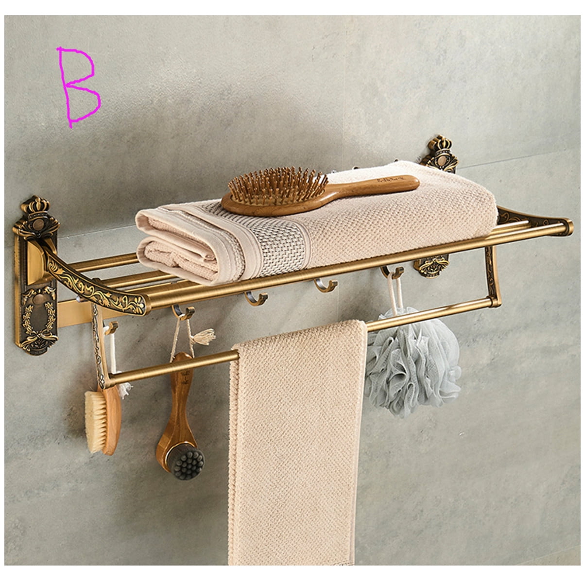 Foldable Bathroom Shelves Towel Rack Hook Accessories Hang Clothes