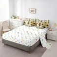 thumbnail image 5 of Manfei Cute Bee Bedding Comforter Set 7pcs,Rustic Flower Floral Queen Bedding Sets,Yellow Beige Green Queen Sheet Sets For Girls Teens,Super Cozy Room Decor Reversible, 5 of 8