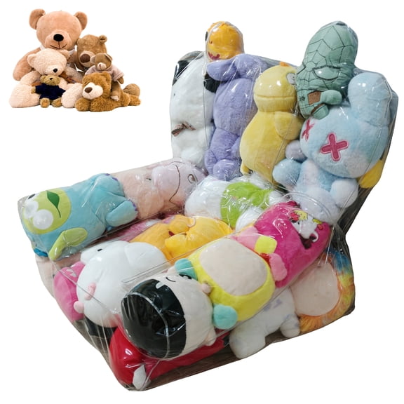 Threns Clear Stuffed Animal Storage Bean Bag Cover,35L Toy Organizer Bean Bag for Kid Waterproof Easy Clean Plush Toy Storage Seat (Cover Only