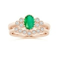 thumbnail image 4 of Angara Natural 0.66 Ct. Emerald with Diamond Vintage Inspired Ring in 14K Rose Gold for Women (Ring Size: 11.5), 4 of 10