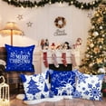 thumbnail image 5 of White and Blue 20x20 Christmas Pillow Covers Set of 4, Decorative 20 Inch Navy Winter Snowflake Throw Pillow Case Xmas Cushion Cover for Indoor House Sofa Dark Blue, 5 of 6