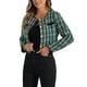 thumbnail image 4 of CHAQUETA DE TWEED DE MANGA LARGA CON CIERRE FRONTAL DE BOTONES Y CUELLO REDONDO PARA MUJERES INSPIRADA EN CHIC TALLA XL VERDE NEGRO, 4 of 6