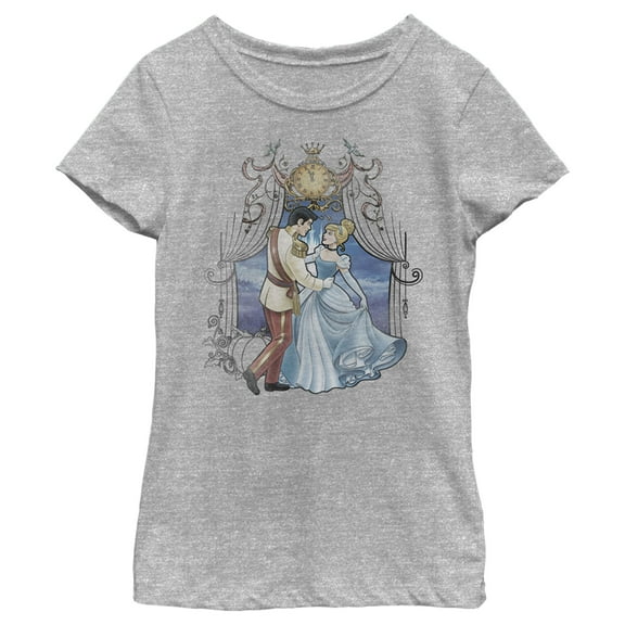 Girl's Cinderella Princess and Prince Charming Dance  Graphic Tee Athletic Heather X Small
