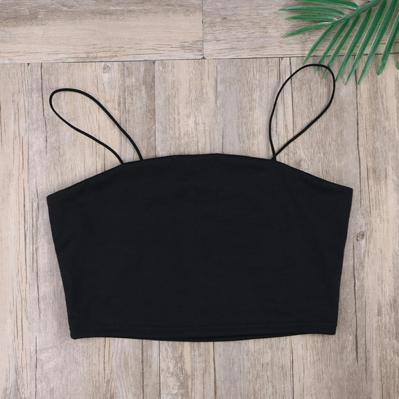 Masteelf Women's Strap Crop Thin Strap Bandeau Tube Hot Vest Cool Strap Tank Size (Black)