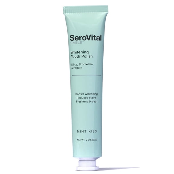 SeroVital Smile Whitening Tooth Polish—Silica and Plant Enzymes Remove Stains and Gently Polish, Freshen Breath with Botanical Oils, Formulated without Fluoride, for Sensitive Teeth, Mint Kiss
