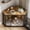 Brown, variant on 42.5" Corner Dog Crate Furniture, Wooden Dog Kennel Indoor with Feeding Bowls and Revolving Door, Decorative Dog Crate End Table for Small Dog, Black