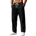 thumbnail image 2 of Mens Jeans Washed Denim Wide Leg Trousers Drawstring Elastic Waist Straight Leg Pants Loose Fit Casual Denim Pants, 2 of 6