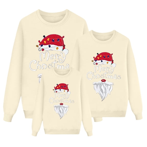 Fiaer Christmas Family Sweatshirts Matching Funny Graphic Plus Size Xmas Pullover Long Sleeve Crew Neck Loose Fit Fashion Holiday Tops Kid XL