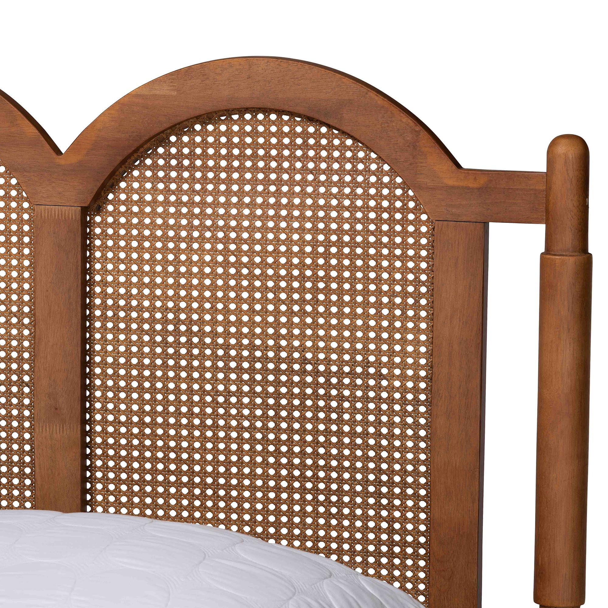 Baxton Studio Thatcher Mid-Century Platform Bed, Queen, Walnut Brown