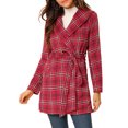 thumbnail image 5 of Allegra K Women's Plaid Shawl Collar Belted Wrap Winter Coat, 5 of 6