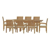 Side Dining Chair and Table Set, Wood, Brown Natural White, Modern Contemporary Urban Design, Outdoor Patio Balcony Cafe Bistro Garden Furniture Hotel Hospitality