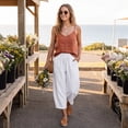 thumbnail image 4 of Petite Capri Pants Womens Wide Leg Palazzo 2026 Summer Casual Pull on High Waisted Barrel Lounge Flowy Cropped Beach Work Trousers White 2XL, 4 of 7