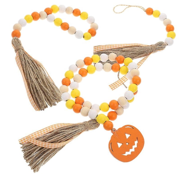 3 piezas de decoración de Halloween con cuentas de madera para decoraciones de Halloween