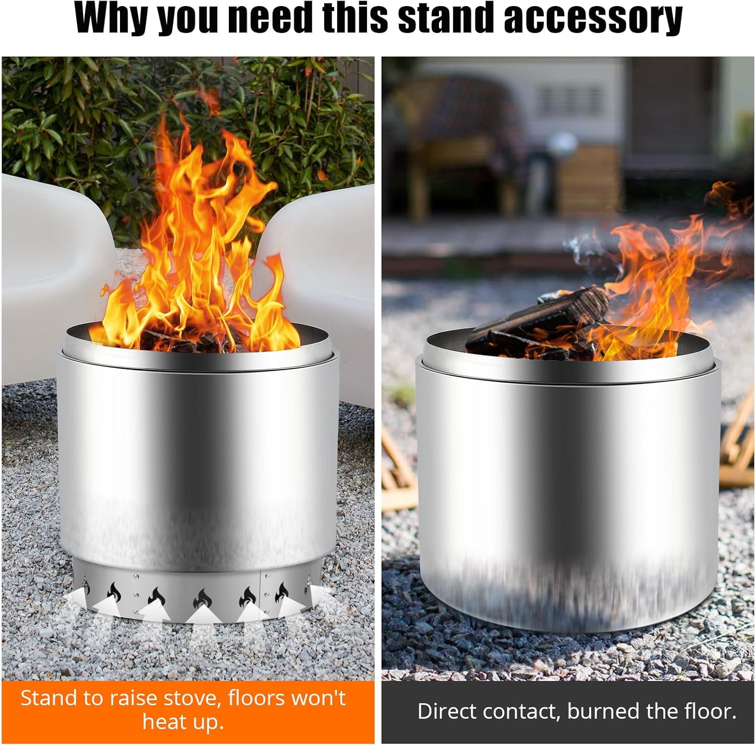 Luku 23.3" Round Fire Ring - Heavy-Duty 2.5mm Thick Steel Fire Pit Ring with High-Temperature Paint for Patio and Backyard