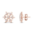 thumbnail image 3 of AFFY Round Cut White Natural Diamond Snowflake Stud Earrings In 14K Rose Gold Over Sterling Silver (0.06 Cttw), 3 of 5