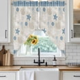 thumbnail image 4 of Light Blue Coastal Kitchen Window Curtains, Swag Curtains Valance for Bedroom Living Room Bathroom, Vintage Ocean Nautical Starfish Coral Striped Rod Pocket Window Block Drapes 2 Panels 36"x45", 4 of 9