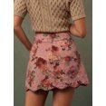 thumbnail image 5 of Pink Floral Print High Waist Scalloped Button-Front A-Line Denim Mini Skirt, 5 of 20