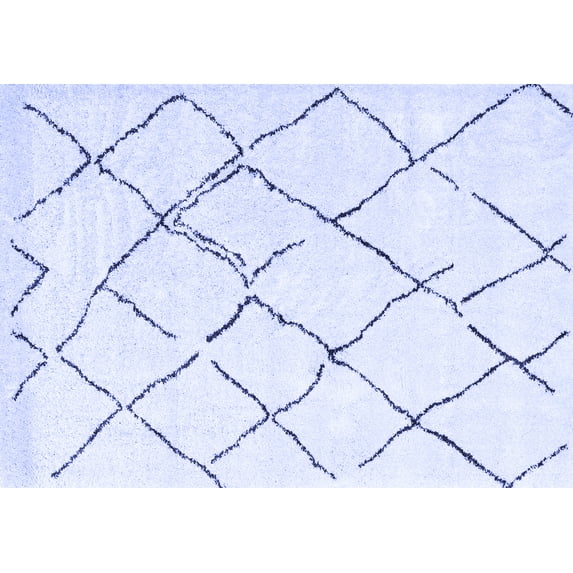Ahgly Company Machine Washable Indoor Rectangle Solid Blue Modern Area Rugs, 6' x 9'