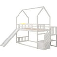 thumbnail image 6 of EUROCO Twin over Twin House Bunk Bed with Staircase for Kids Teens Bedroom,Solid Wood Bunk for Child,White, 6 of 15