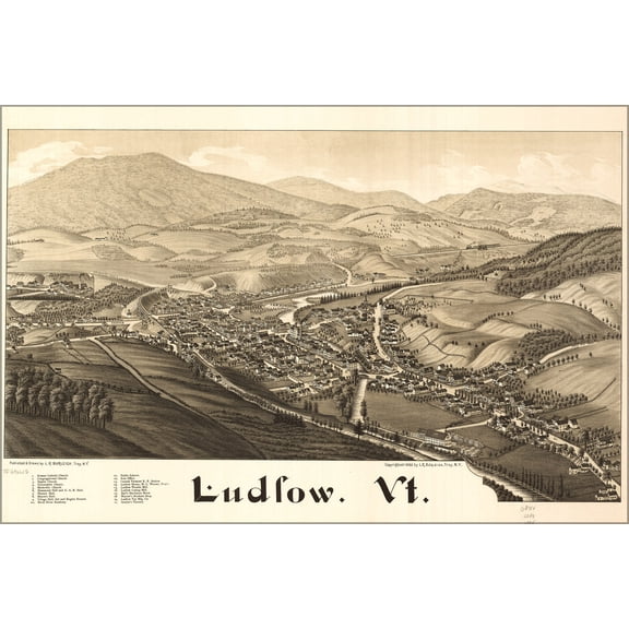 24"x36" Gallery Poster, map of Ludlow vermont 1885