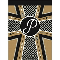 13 x 18 in. Double Applique Monogram P Cross Burlap Garden Flag