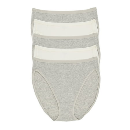

Organic Cotton Stretch Hi Cut Panty 5-Pack | Felina Women s Underwear (White Haze Small)