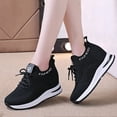 thumbnail image 4 of Willtoo Womens Sneakers Hidden Wedge Height Increasing Trainers Breathable Mesh Lace-Up Walking Shoes Lightweight Stretch Knit Casual Shoes, 4 of 5