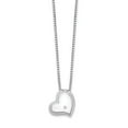thumbnail image 1 of 925 Sterling Silver White Ice Satin & Polished Diamond Heart Necklace; 18 inch; for Adults and Teens; for Women and Men, 1 of 3