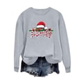 thumbnail image 6 of Enjoytime Fall Tops for Women 2025 Christmas Printed Long Sleeve Crewneck Sweatshirt Xmas Holiday Lightweight Pullover Sweatshirts Gray S, 6 of 6