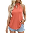 thumbnail image 4 of Njoeus Women's Tie Mock Neck Tank Tops Summer Sleeveless T-Shirts Dressy Blouse Halter Tops Casual Basic Tee Shirts S-XXL, 4 of 5