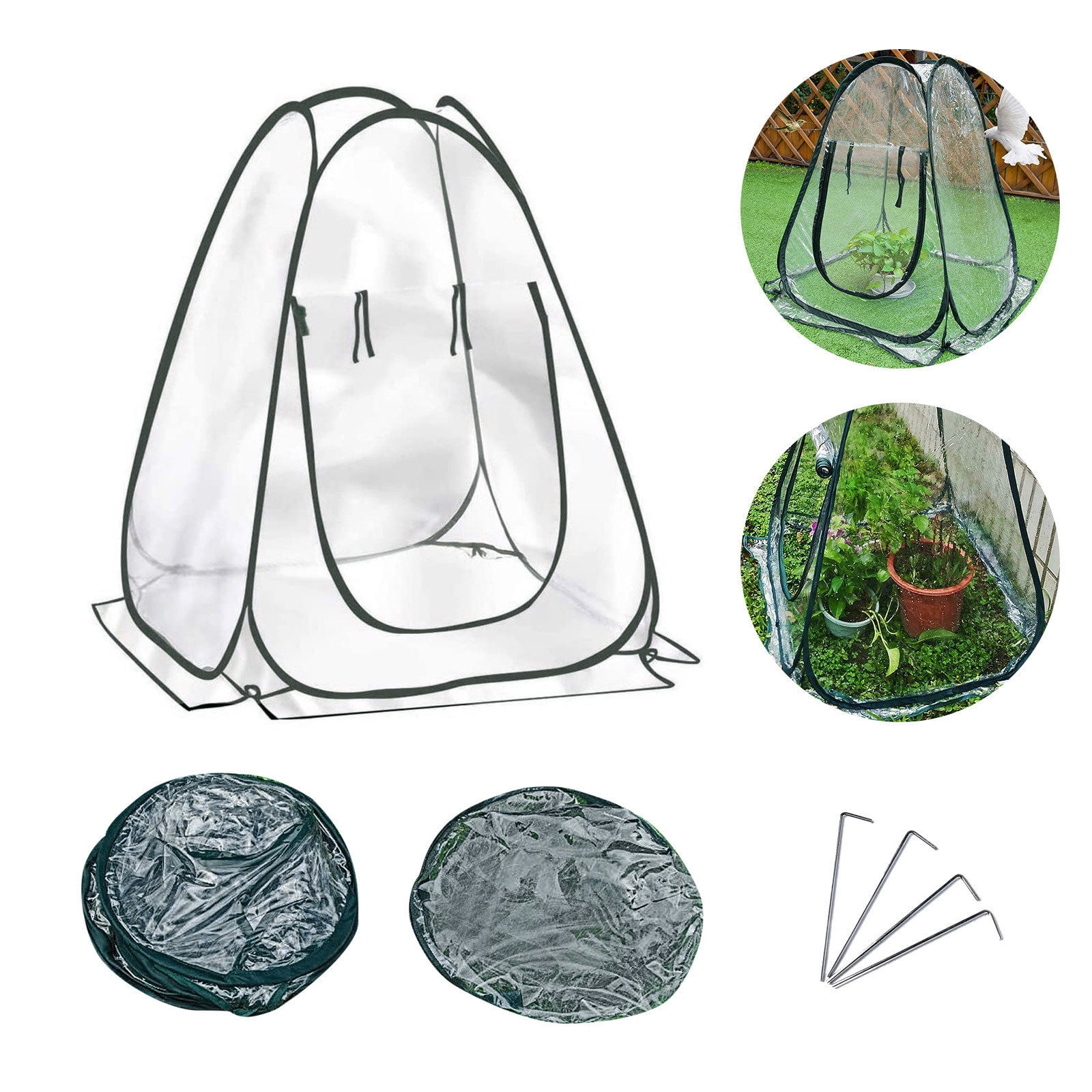 SIYTUAU Pop Up Greenhouse Overwintering Tent Mini For Plant Protection Winter 70X70X80Cm Green Oxford Pvc Build Green