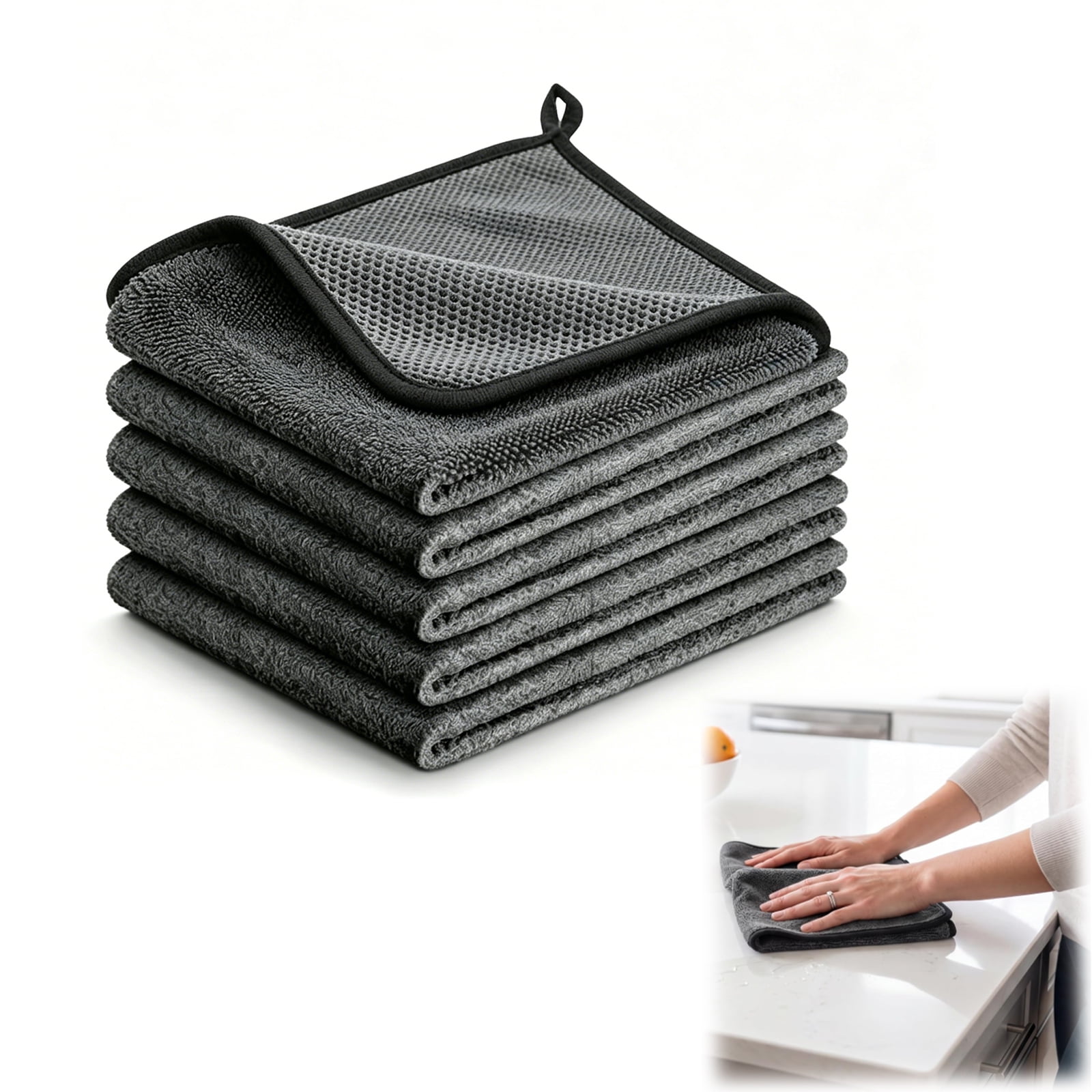 Genie Cloth Magic Cleaning Cloth Reusable Thickened Microfiber Towel for Kitchen Glass Car Lint-Free Streak-Free Wipes Water Only(11.8 L x 11.8 W 2PCS)
