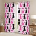 thumbnail image 2 of Manfei Cute Cat Blackout Curtains Set of 2 (52x84 Each), Cartoon Kitten Lover Curtain, Hot Pink, 2 of 6