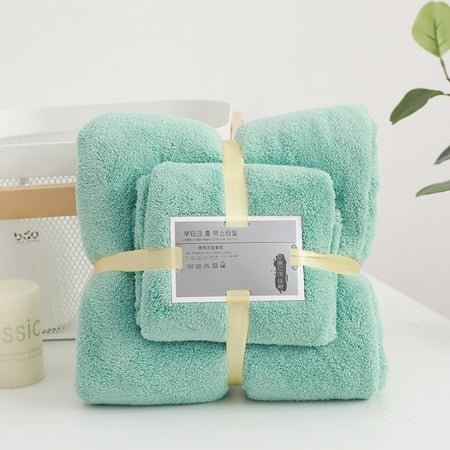

MRULIC Towel High-Density Coral Fleece Towel And Bath Towel Two-In-One Set Soft And Absorben + G