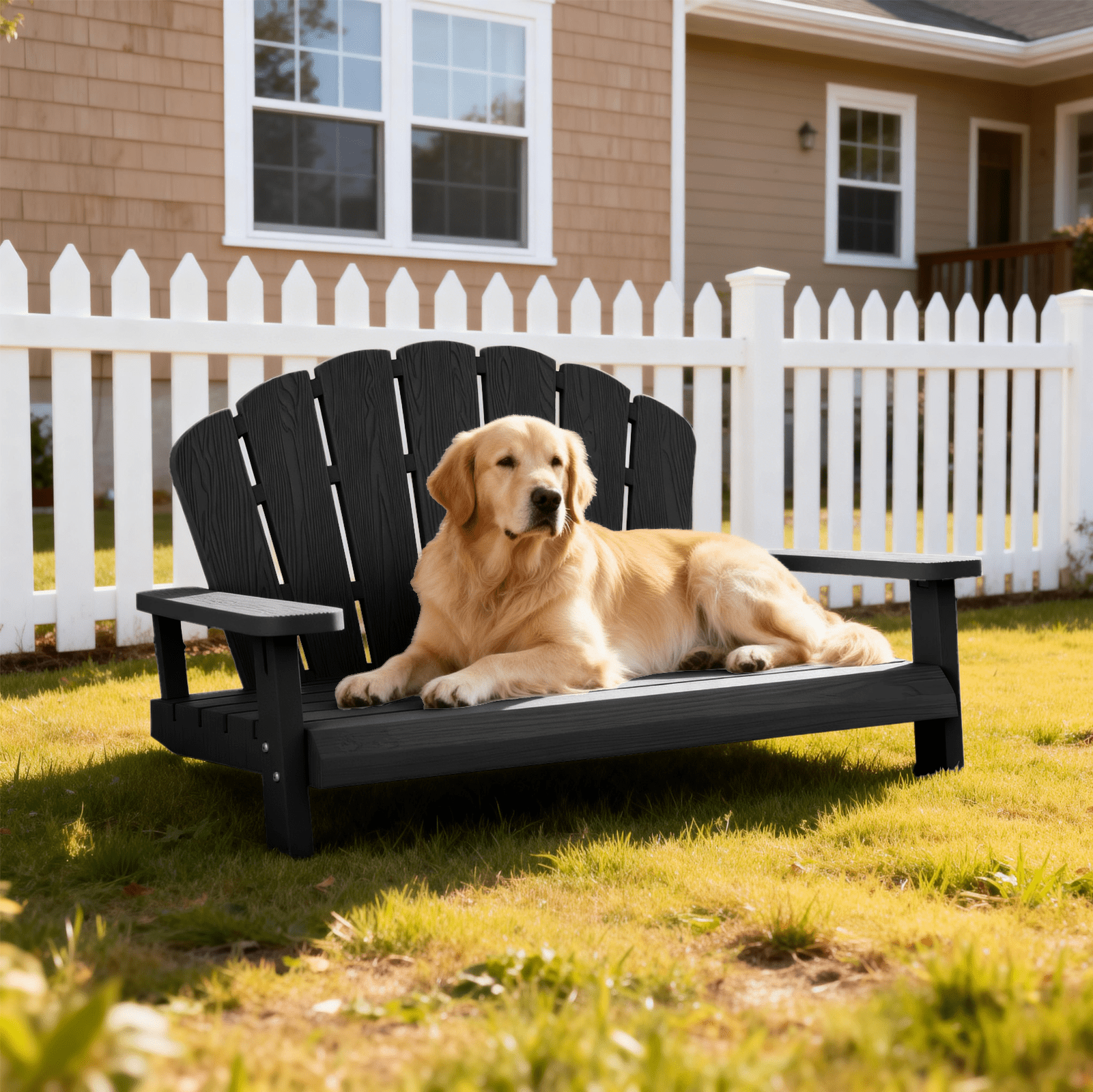 Joxxoaa Resin pet bed/chair, waterproof, sunproof, scratch and bite resistant, suitable for outdoor gardens, patios, bedrooms, living rooms, cats, dogs, and rabbits.（Black)