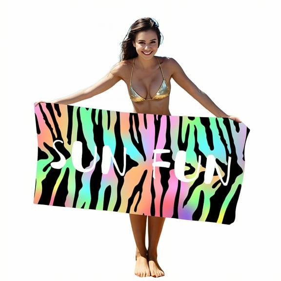 AUQ Beach Towels,Extra-Wide Surface Microfiber Beach Towel,Non Creasing Design Beach Mat Sand Free Waterproof,Style1,28"x56"