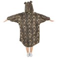 thumbnail image 2 of FORMRS Wearable Blanket Hoodie with Sleeves for Kids Cozy Flannel Sweatshirt, Black Floral Pattern, 2 of 7