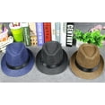 thumbnail image 4 of Straw Beach Fedora Hat for Men - UV Protection Wide Brimmed Sun Hat - Panama Summer Outdoor Cap, 4 of 9