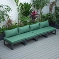 thumbnail image 3 of LeisureMod Chelsea 4-Piece Outdoor Armless Patio Sectional Black Aluminum With Green Cushions, 3 of 8